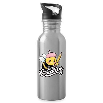 kreative Biene Bee be creative - Trinkflasche mit integriertem Trinkhalm - Lightsilver - Rechts