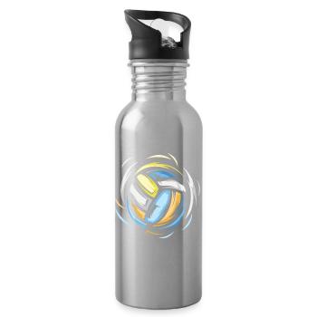 Coloré volley-ball soleil illustration joueur de volley-ball - Gourde avec paille intégrée - argent clair - Droite