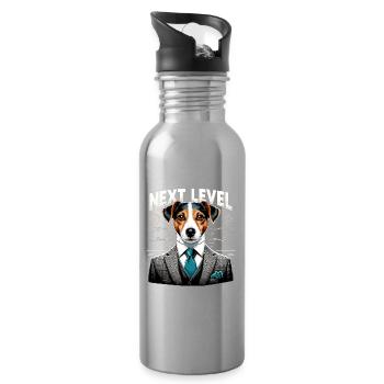 Jack Russell Terrier Anzug Next Level Geschenk - Trinkflasche mit integriertem Trinkhalm - Lightsilver - Rechts