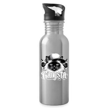 Sacred Birman Cat Birman Cat Trio Gangsta Gesche - Water bottle with straw - silver - Right