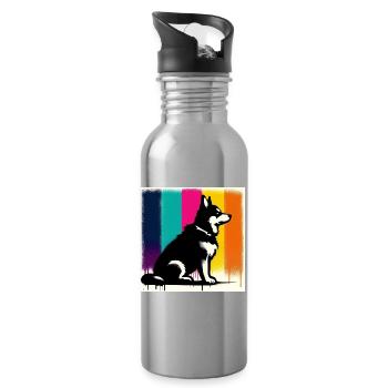 Chien - Gourde avec paille intégrée - argent clair - Droite