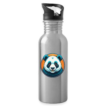Panda Niedliche Kawaii Cartoon Clipart Tier Haustier Logo - Trinkflasche mit integriertem Trinkhalm - Lightsilver - Rechts