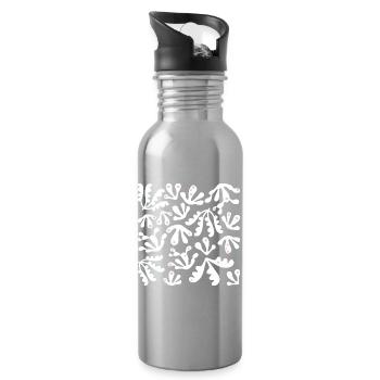 Abstrait Corail L Blanc Rose Pois - Gourde avec paille intégrée - argent clair - Droite