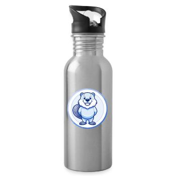 Biber Blau Kawaii Cartoon Figur Clipart Haustier - Trinkflasche mit integriertem Trinkhalm - Lightsilver - Rechts