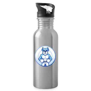Boxer Hund Blau Kawaii Cartoon Figur Clipart - Trinkflasche mit integriertem Trinkhalm - Lightsilver - Rechts