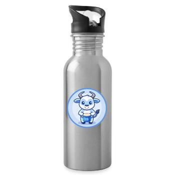 Bongo Blau Kawaii Cartoon Figur Clipart Haustier - Trinkflasche mit integriertem Trinkhalm - Lightsilver - Rechts