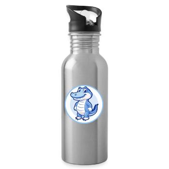 Alligator Blau Kawaii Cartoon Figur Clipart - Trinkflasche mit integriertem Trinkhalm - Lightsilver - Rechts