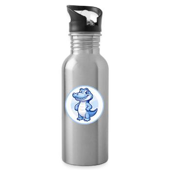 Krokodil Blau Kawaii Cartoon Figur Clipart - Trinkflasche mit integriertem Trinkhalm - Lightsilver - Rechts