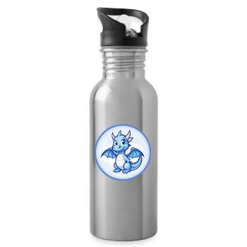 Drache Blau Kawaii Cartoon Figur Clipart Haustier - Trinkflasche mit integriertem Trinkhalm - Lightsilver - Rechts