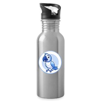 Perroquet bleu kawaii dessin animé personnage Clipart animal de compagnie - Gourde avec paille intégrée - argent clair - Droite