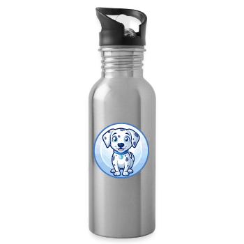 Chien Dalmatien Bleu Mignon Kawaii Dessin animé Clipart Animal de compagnie - Gourde avec paille intégrée - argent clair - Droite