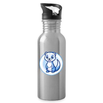 Frettchen Blau Kawaii Cartoon Figur Clipart Haustier - Trinkflasche mit integriertem Trinkhalm - Lightsilver - Rechts