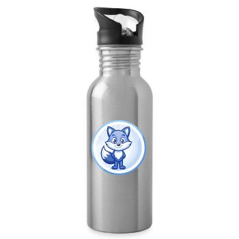 Fuchs Blau Niedliche Kawaii Cartoon Figur Clipart Haustier - Trinkflasche mit integriertem Trinkhalm - Lightsilver - Rechts
