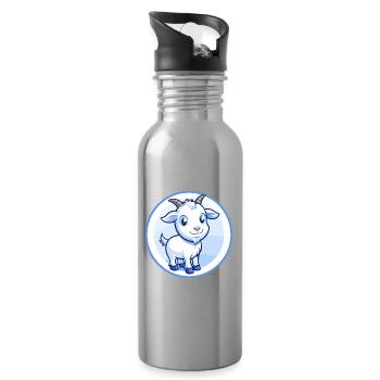 Ziege Blau Kawaii Cartoon Figur Clipart Haustier - Trinkflasche mit integriertem Trinkhalm - Lightsilver - Rechts