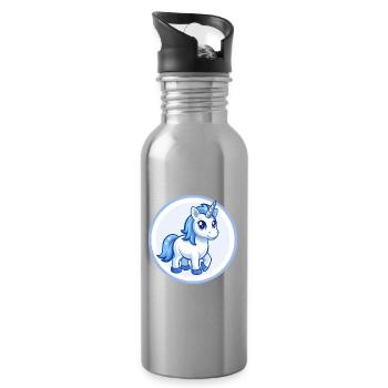 Einhorn Blau Kawaii Cartoon Figur Clipart Haustier - Trinkflasche mit integriertem Trinkhalm - Lightsilver - Rechts