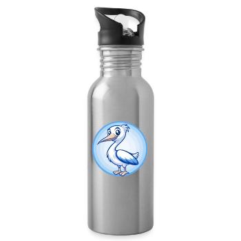 Storch Blau Kawaii Cartoon Figur Clipart Haustier - Trinkflasche mit integriertem Trinkhalm - Lightsilver - Rechts