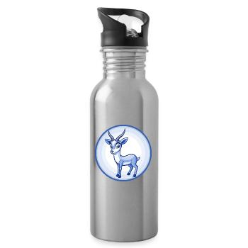 Impala Blau Kawaii Cartoon Figur Clipart Haustier - Trinkflasche mit integriertem Trinkhalm - Lightsilver - Rechts