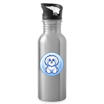 Havaneser Hund Blau Kawaii Cartoon Figur Clipart - Trinkflasche mit integriertem Trinkhalm - Lightsilver - Rechts