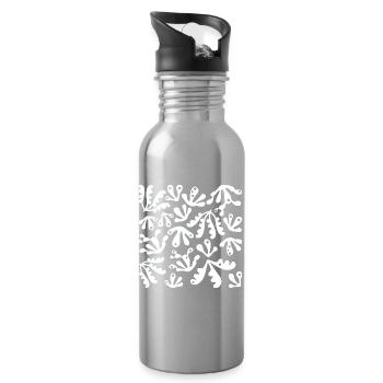 Abstrakt Koralle L Weiß - Trinkflasche mit integriertem Trinkhalm - Lightsilver - Rechts