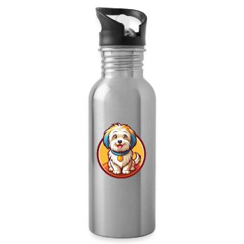 Havaneser Hund Lustig Kawaii Cartoon Clipart Tier - Trinkflasche mit integriertem Trinkhalm - Lightsilver - Rechts
