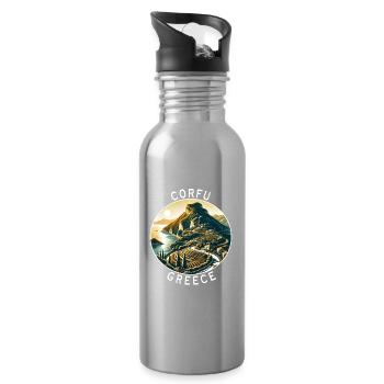 Korfu Griechenland Insel Design - Trinkflasche mit integriertem Trinkhalm - Lightsilver - Rechts