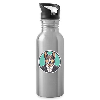 Castro Laboreiro Chien Race Dessin animé Kawaii Clipart - Gourde avec paille intégrée - argent clair - Droite