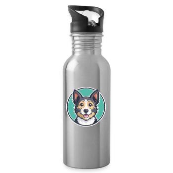 Möwe Terrier Hund Rasse Cartoon Kawaii Clipart Haustier - Trinkflasche mit integriertem Trinkhalm - Lightsilver - Rechts