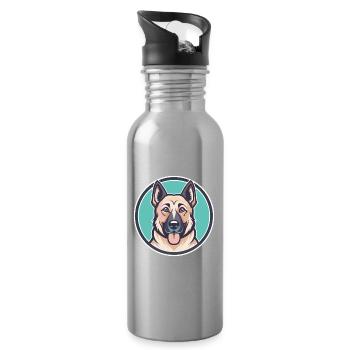 Kangal berger chien race dessin animé Kawaii Clipart - Gourde avec paille intégrée - argent clair - Droite