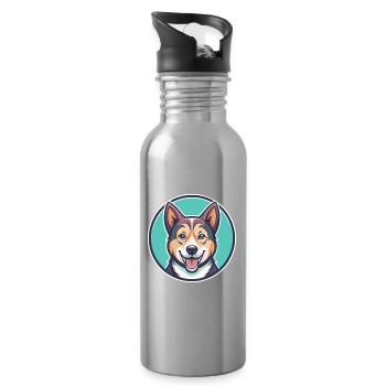 Kintamani Chien Race Dessin Animé Kawaii Clipart Animal - Gourde avec paille intégrée - argent clair - Droite