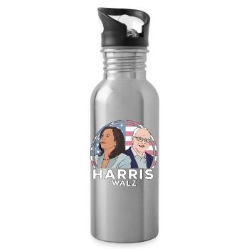 Élection de Harris Walz - Gourde avec paille intégrée - argent clair - Droite