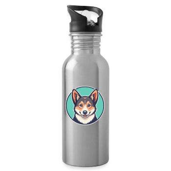 Norwegischer Lundehund Hunderasse Lustige Karikatur Kawaii - Trinkflasche mit integriertem Trinkhalm - Lightsilver - Rechts