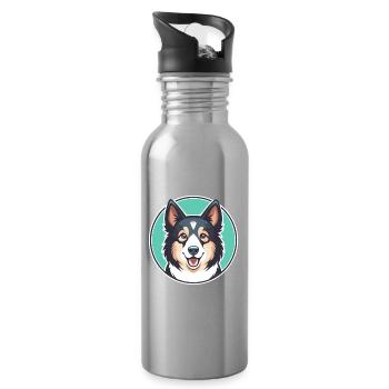 Norrbottenspets Hunderasse Cartoon Kawaii Clipart - Trinkflasche mit integriertem Trinkhalm - Lightsilver - Rechts
