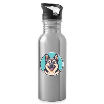 Norwegischer Elchhund Hunderasse Karikatur Kawaii - Trinkflasche mit integriertem Trinkhalm - Lightsilver - Rechts