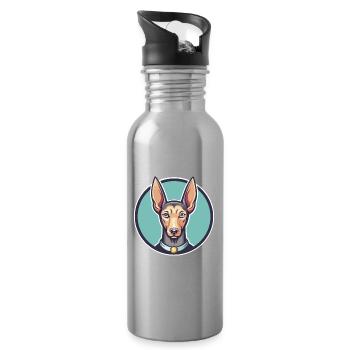 Pharaoh Hound Dog Breed Cartoon Kawaii Clipart Pet - Water bottle with straw - silver - Right
