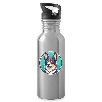 Schweizer Laufhund Hunderasse Cartoon Kawaii - Trinkflasche mit integriertem Trinkhalm - Lightsilver - Rechts