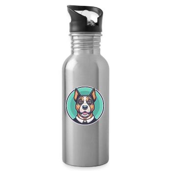 Segugio Maremmano Dog Breed Cartoon Kawaii Clipart - Water bottle with straw - silver - Right