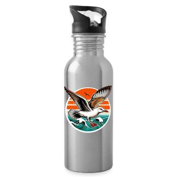 Möwe - Trinkflasche mit integriertem Trinkhalm - Lightsilver - Rechts
