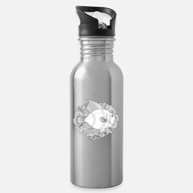 Fisch Pazifischer Ozean Koralle - Trinkflasche mit integriertem Trinkhalm - Lightsilver