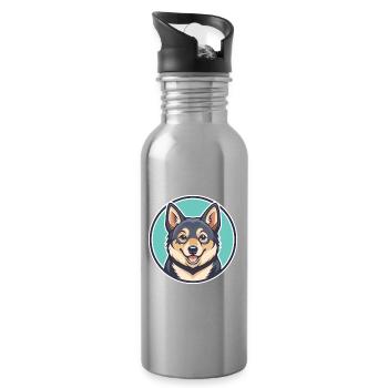 Suédois Vallhund Chien Race Dessin animé Kawaii Clipart - Gourde avec paille intégrée - argent clair - Droite
