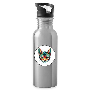 Pixie Bob Katze Rasse Cartoon Kawaii Tier Haustier - Trinkflasche mit integriertem Trinkhalm - Lightsilver - Rechts