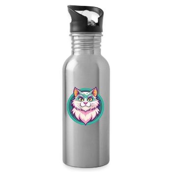 Ragamuffin Chat Race Dessin Animé Kawaii Animal Pet - Gourde avec paille intégrée - argent clair - Droite