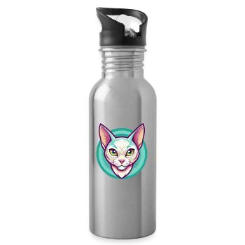 Burmilla Chat Race Dessin Animé Kawaii Animal Pet - Gourde avec paille intégrée - argent clair - Droite