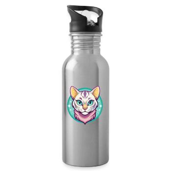 Schnee Bengalen Katze Rasse Karikatur Kawaii Tier Haustier - Trinkflasche mit integriertem Trinkhalm - Lightsilver - Rechts