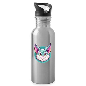 Pixie Bob Katze Rasse Cartoon Kawaii Tier Haustier - Trinkflasche mit integriertem Trinkhalm - Lightsilver - Rechts
