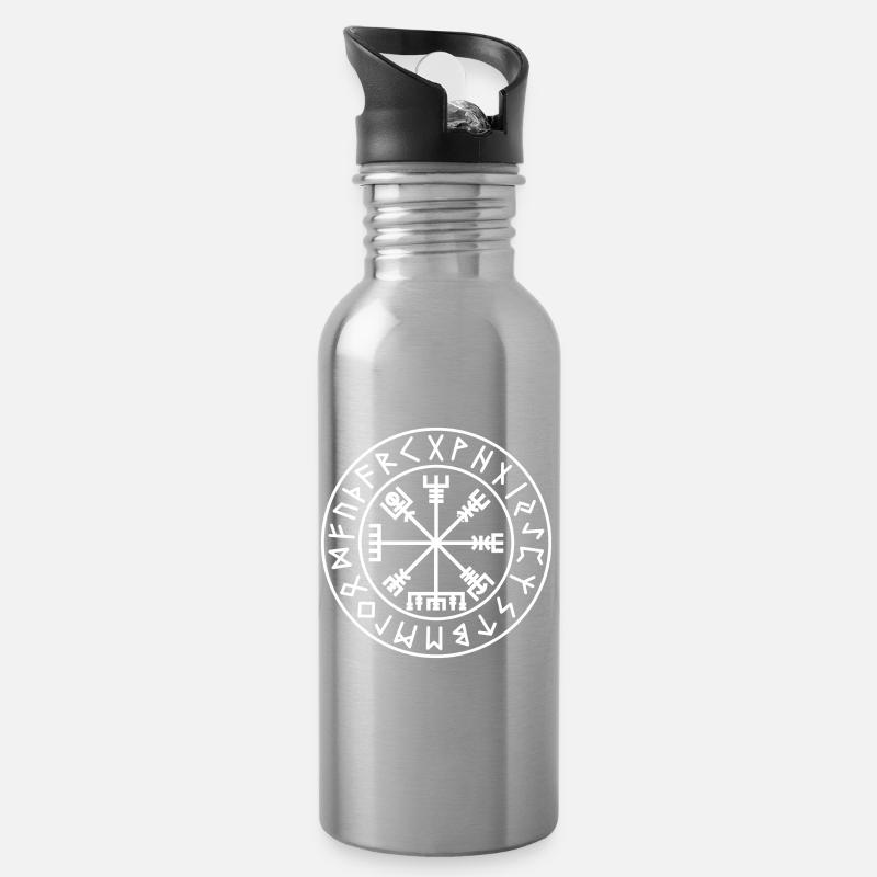 Vegvisir blanc cercle blanc couleur - Gourde avec paille intégrée - argent clair