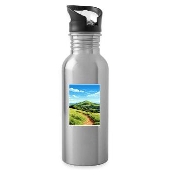 Malvern Hills Aonb Travel Poster Souvenir Paint WP - Water bottle with straw - silver - Right