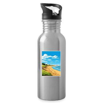 Norfolk Coast Aonb Reise Poster Souvenir Farbe WP - Trinkflasche mit integriertem Trinkhalm - Lightsilver - Rechts