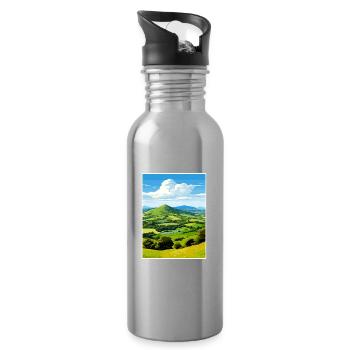 Malvern Hills Aonb Travel Poster Souvenir Paint WP - Water bottle with straw - silver - Right