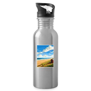 Norfolk Coast Aonb Reise Poster Souvenir Farbe WP - Trinkflasche mit integriertem Trinkhalm - Lightsilver - Rechts