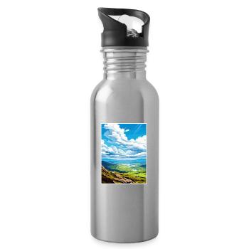 Mourne Mountains Aonb Travel Poster Souvenir WPA - Water bottle with straw - silver - Right